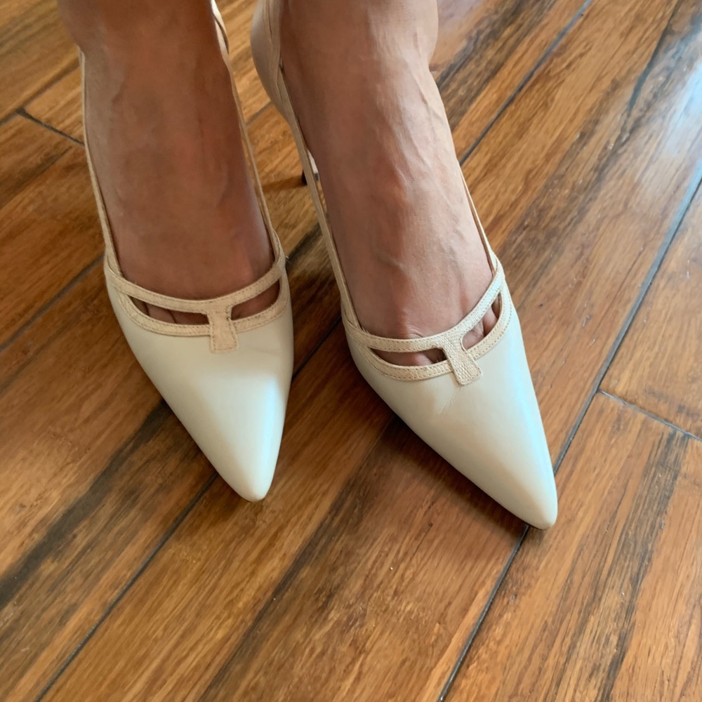 Cream colored pumps